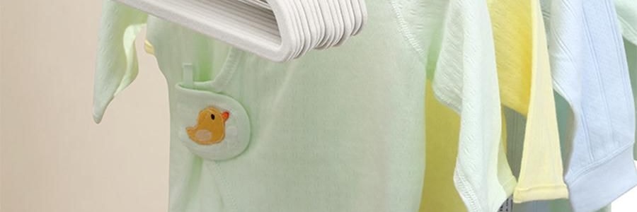 兒童專用植絨衣架 防滑無痕晾衣架 寶寶衣物專用掛架 10 個/組 黃色