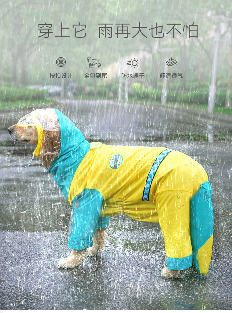 【中國直郵】嬉皮狗 拼色大狗雨衣 黃色棋盤格款 4XL 寵物用品