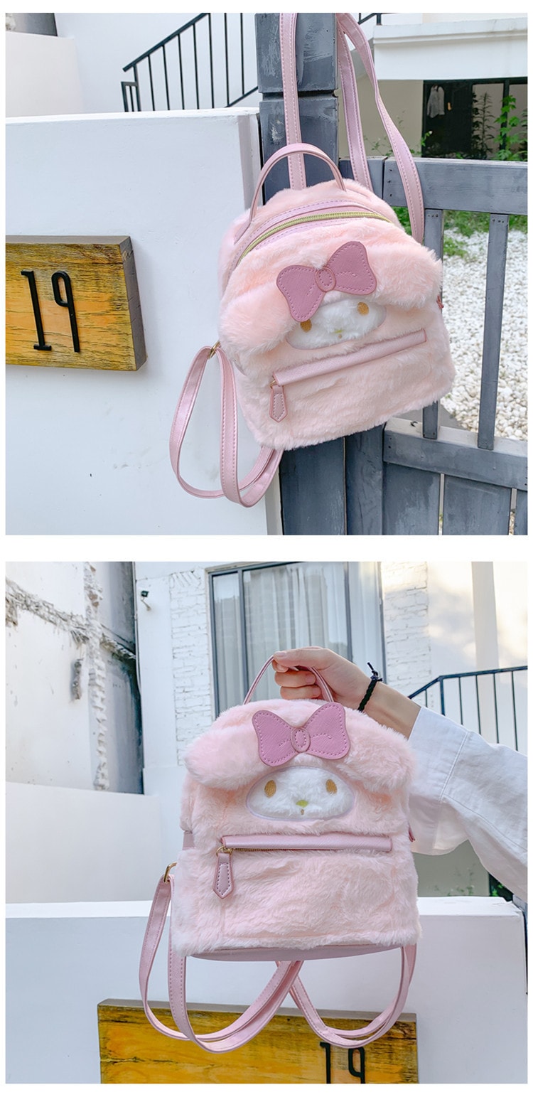 【可愛爆棚】Sanrio 三麗鷗 日系卡通毛絨包可愛少女心 大耳狗美樂蒂 毛絨背包書包小箱包 美樂蒂 1個