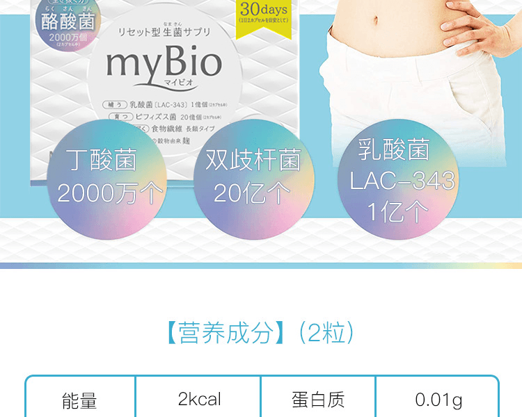 myBio 活菌膳食纤维清爽益生元胶囊 30日量 75g