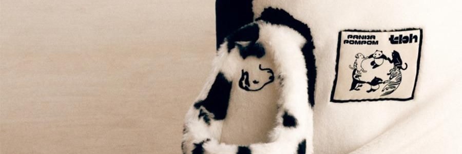 THE BEAST野獸派 家居熊貓嘭嘭毛絨拖鞋 可外穿室內鞋 黑白 260/100 40~41碼