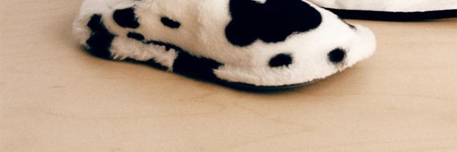 THE BEAST野獸派 家居熊貓嘭嘭毛絨拖鞋 可外穿室內鞋 黑白 260/100 40~41碼