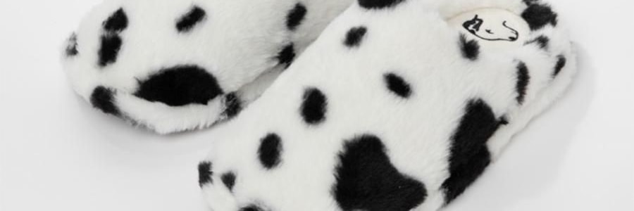 THE BEAST野獸派 家居熊貓嘭嘭毛絨拖鞋 可外穿室內鞋 黑白 260/100 40~41碼