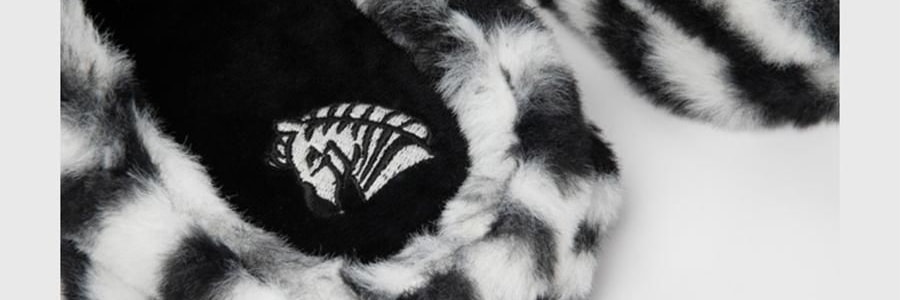 THE BEAST野獸派 家居熊貓嘭嘭毛絨拖鞋 可外穿室內鞋 黑白 260/100 40~41碼