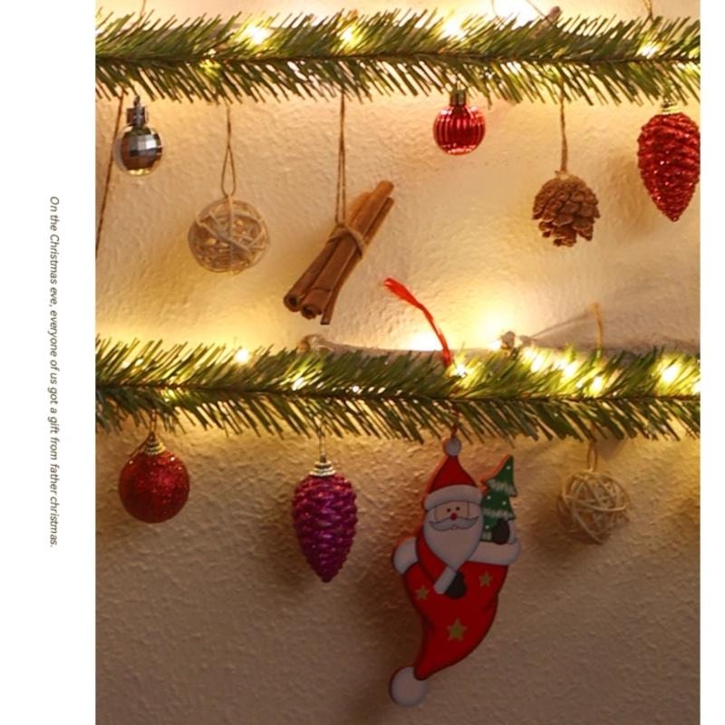 【中國直郵】 爪哇島 牆貼聖誕裝飾 折疊發光掛飾 家用套裝 綠色