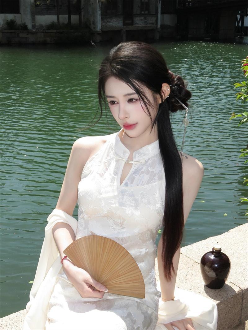 【中國直郵】 親太太 新中式連身裙改良旗袍女國風提花氣質修身包臀裙子 M碼 1件裝