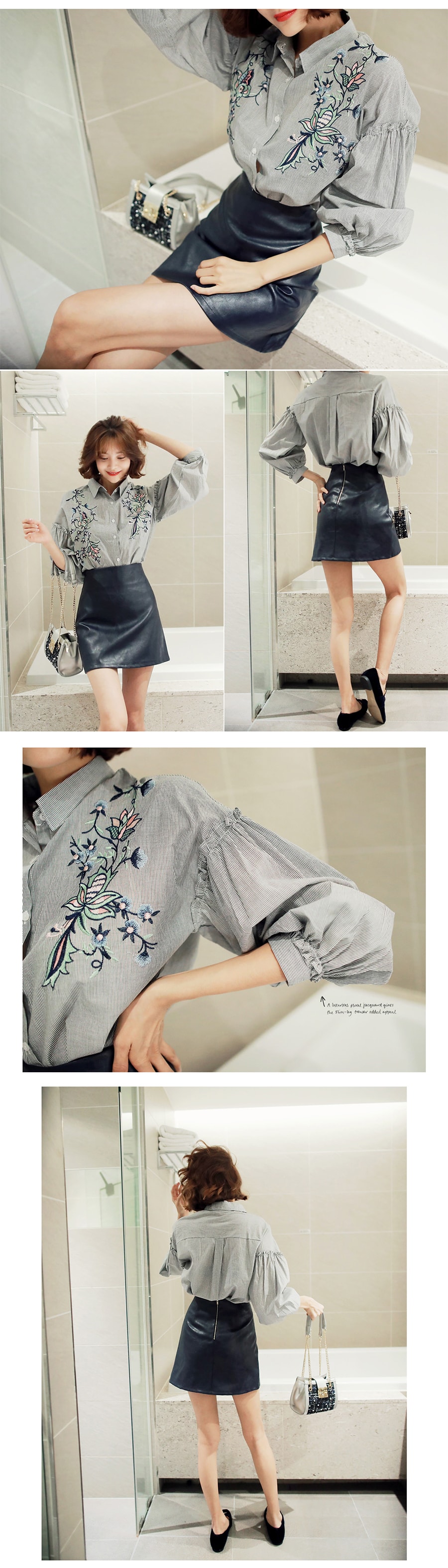 [KOREA] Faux Leather Mini Skirt #Black S(25-26) [免费配送]