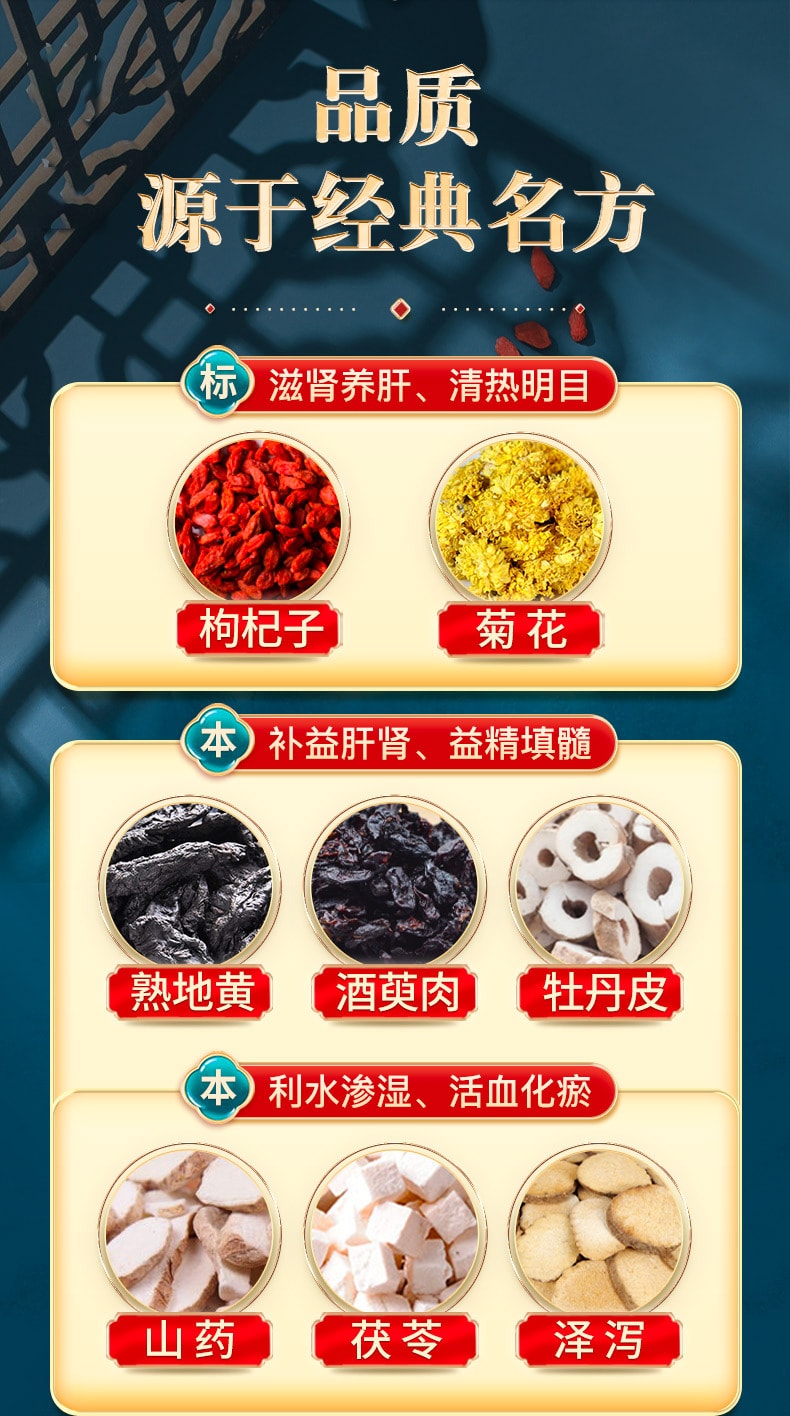 Qiju Dihuang Pill ShenGujing Strengthening Kidney Yanggan Huganmingmu 360 Pill/box (3 Boxes Recommended By Doctor)