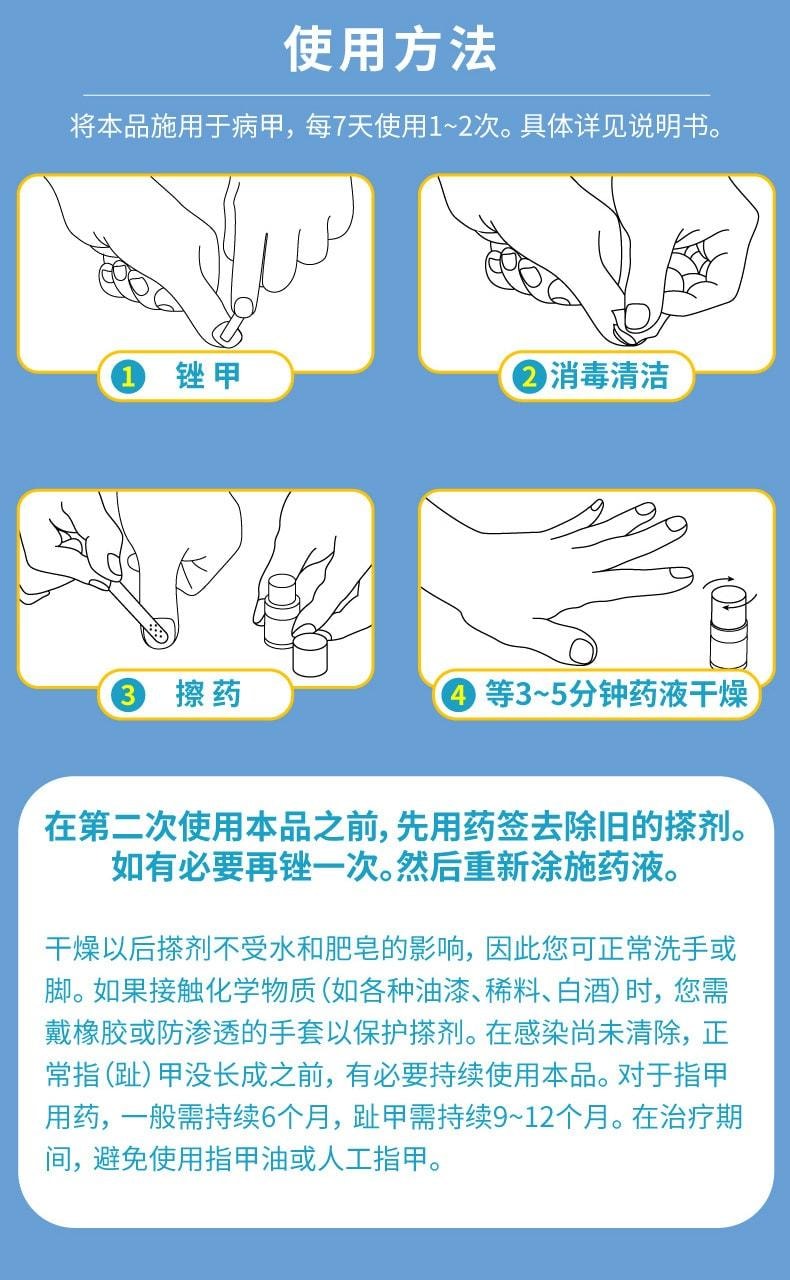 【中國直郵】 楚甲 鹽酸阿莫羅芬搽劑 治療灰指甲專用藥 高滲透性 直達甲床 0.5ml/盒