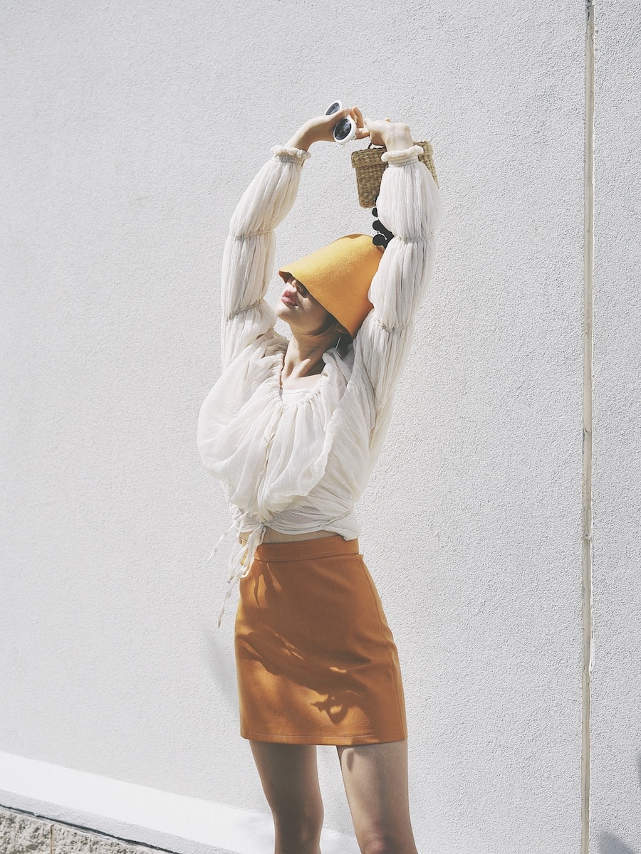 Mango Leather Skirt Yellow One-size(S - M)