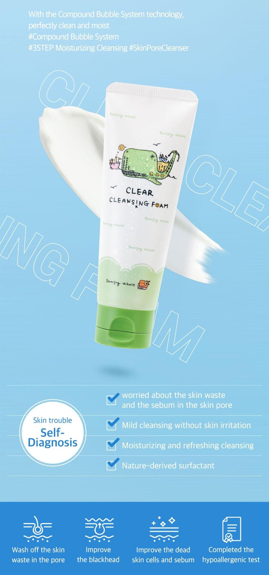 韓國 Dancing Whale 清透潔面泡棉雙件組 – 每瓶120毫升
