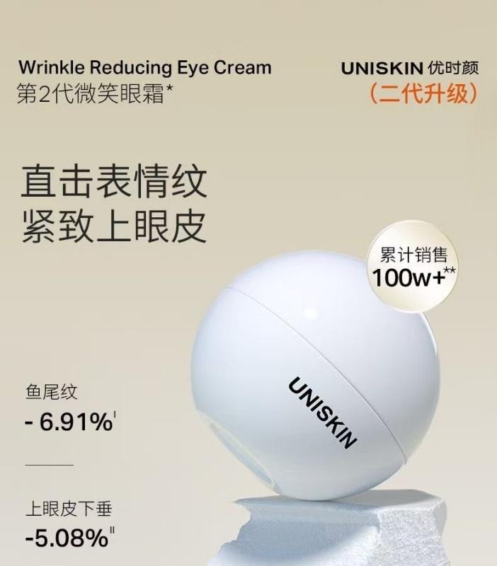 【中國直郵】 優時顏 微笑眼霜 淡紋緊緻眼部精華霜 抗皺淡黑眼圈 熬夜鬆垮救星 18g