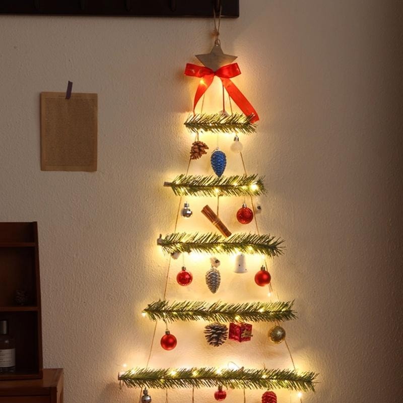 【中國直郵】 爪哇島 牆貼聖誕裝飾 折疊發光掛飾 家用套裝 綠色