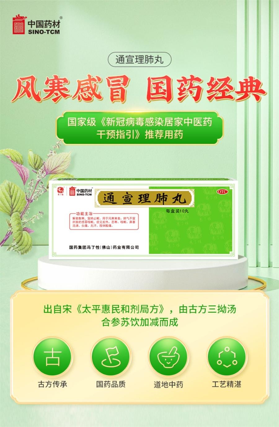 【中國直郵】 中國藥草 藥材 藥材 通宣理肺丸 炎6g*10丸/盒