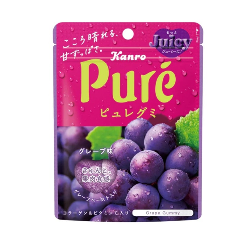 日本KANRO甘樂 Pure果肉果汁軟糖 56g 青提味