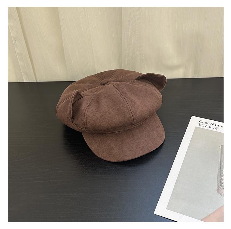  FOXTAIL 小熊耳朵麂皮貝雷帽 氣質 休閒 百搭 春秋冬 寬簷 防曬 保暖 防風 遮陽 1個