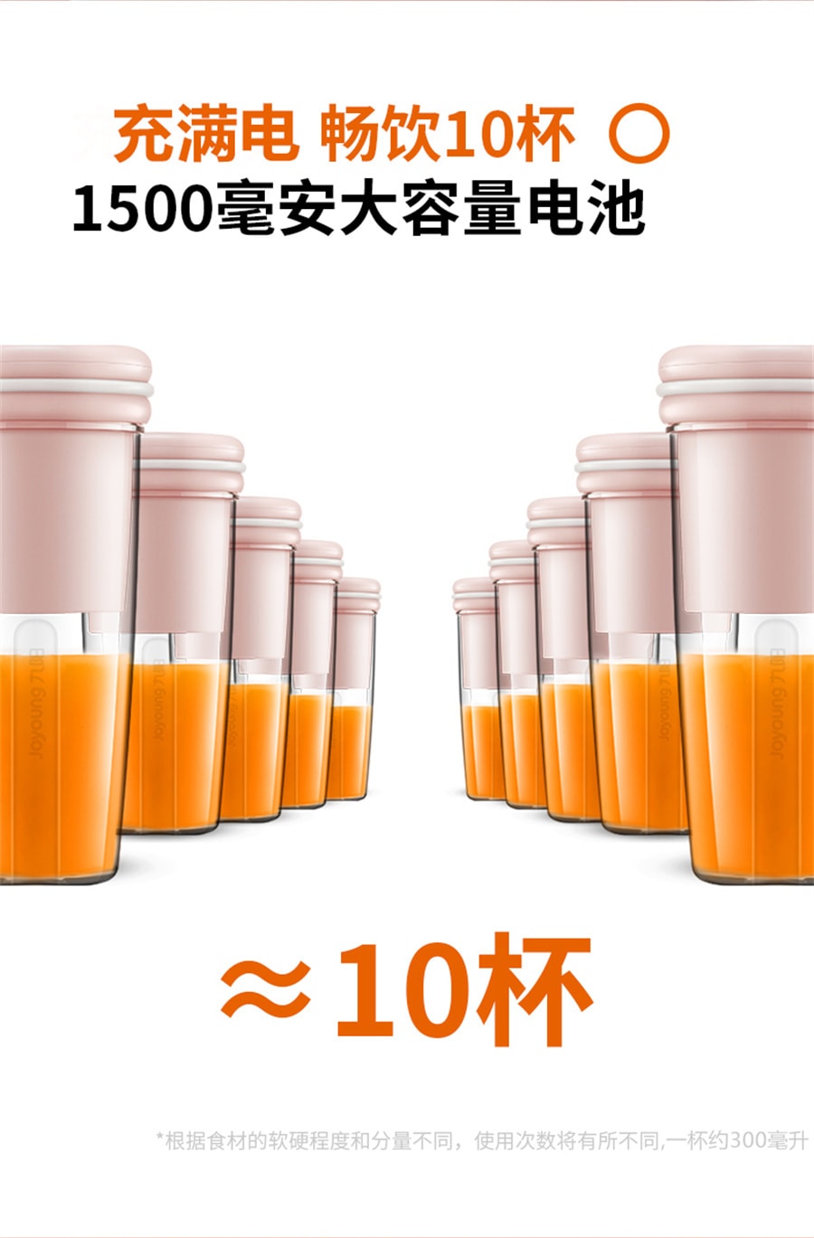 【中国直邮】九阳  榨汁机小型多功能便携迷你极简学生果汁杯  粉色