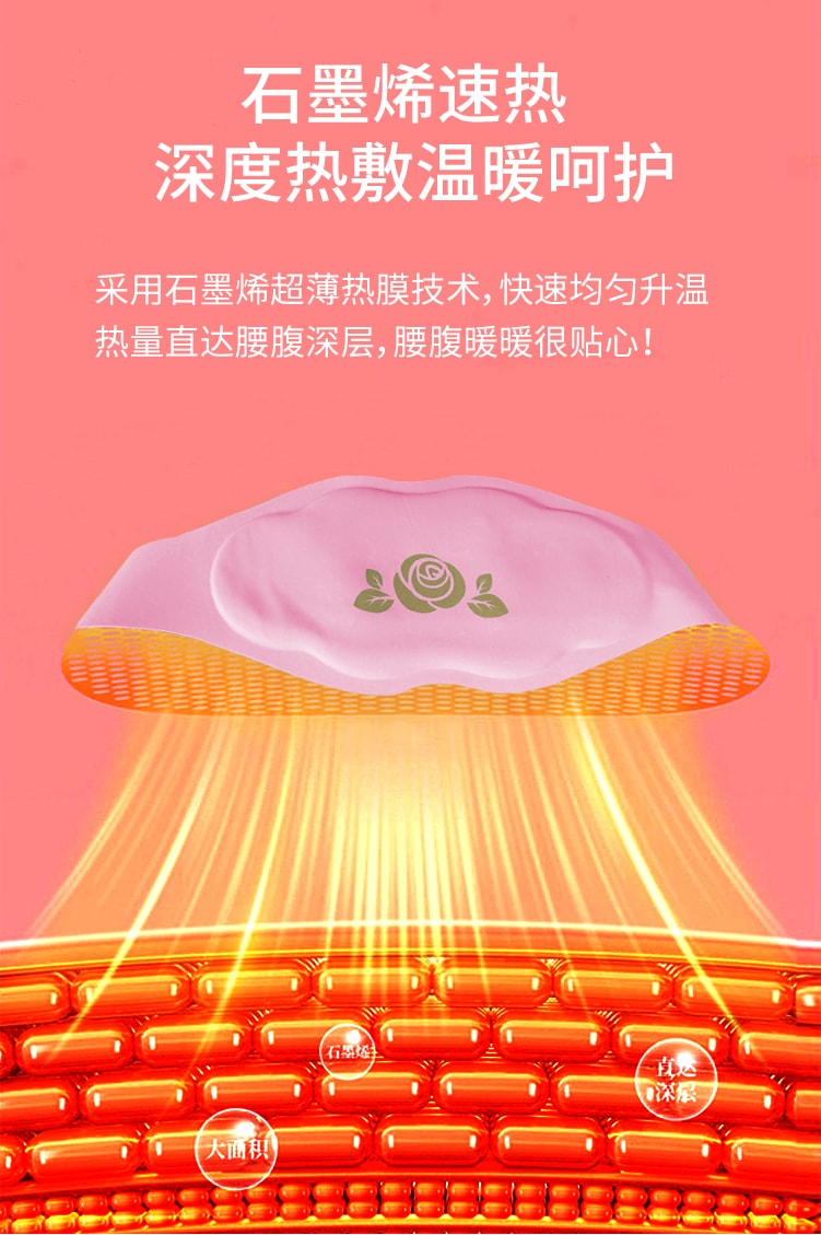 中國VONMIE 沃脈石墨烯暖宮熱敷按摩腰帶 粉紅色 1件