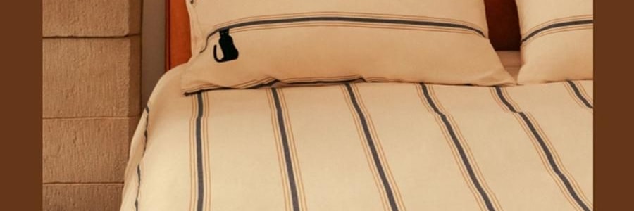 THEBEAST野兽派 都市野兽 黑豹全棉磨毛色织床品四件五尺230*200cm 床笠款, Full size, 米色条纹