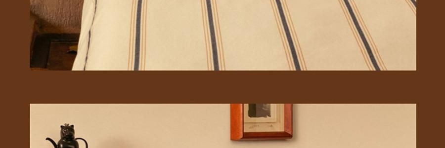 THEBEAST野兽派 都市野兽 黑豹全棉磨毛色织床品四件五尺230*200cm 床笠款, Full size, 米色条纹