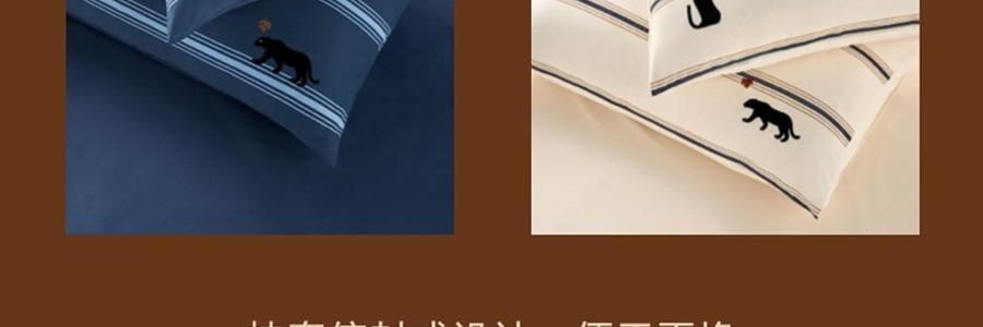 THEBEAST野兽派 都市野兽 黑豹全棉磨毛色织床品四件五尺230*200cm 床笠款, Full size, 米色条纹