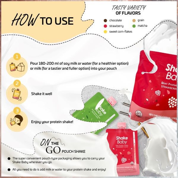 [韩国 ShakeBaby] 代餐奶昔 减肥蛋白奶昔袋 低热量方便携带 - 多种装(40g x 5ct)