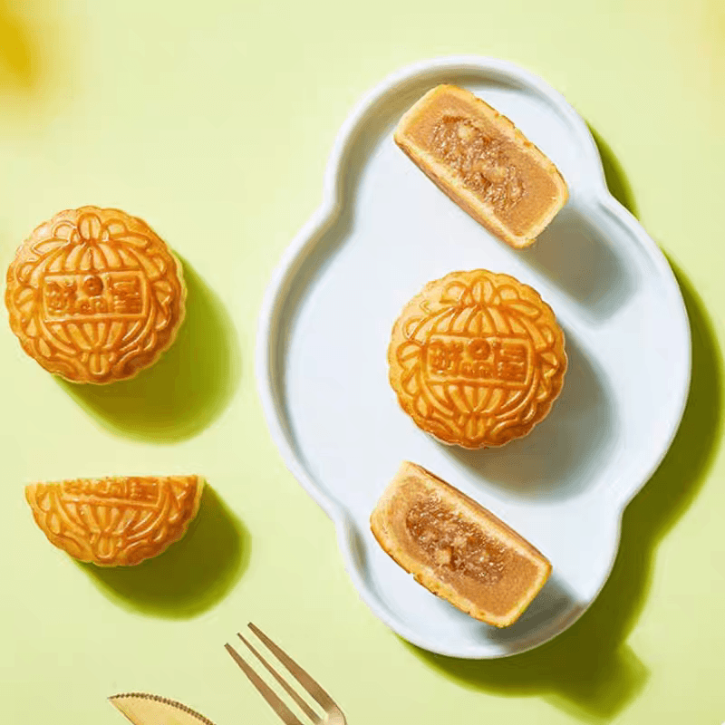 【中國直郵】 臻味坊 鮮品蓮月中秋月餅禮盒 B版綠色 500g 高級新式健康流心月餅送禮