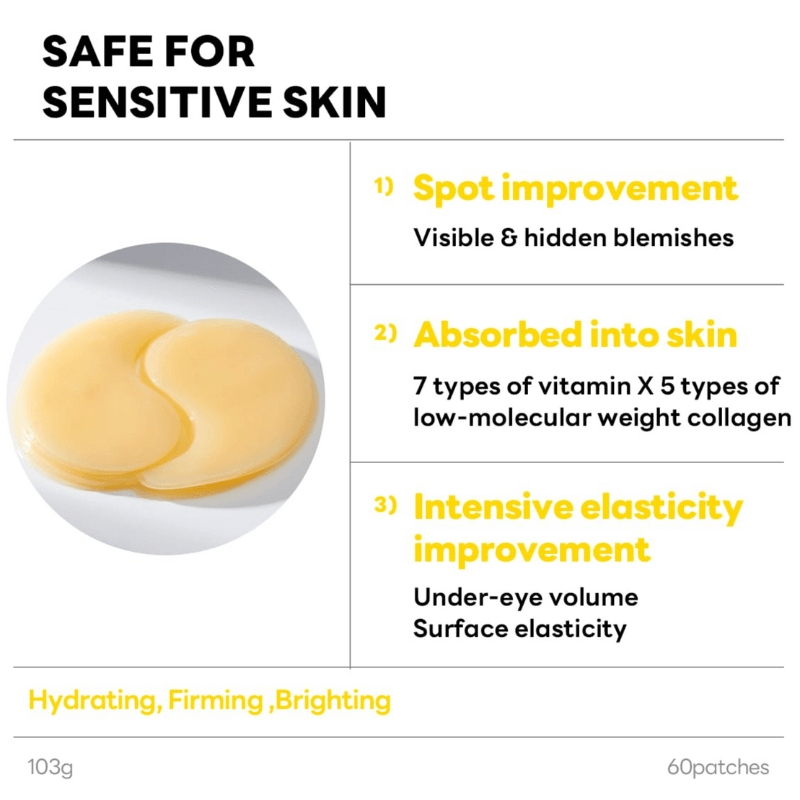 韩国 MEDIHEAL美迪惠尔 可莱丝 Vita 胶原蛋白眼部安瓿贴片水凝胶眼垫含 7 种维生素和 5 种微胶原蛋白