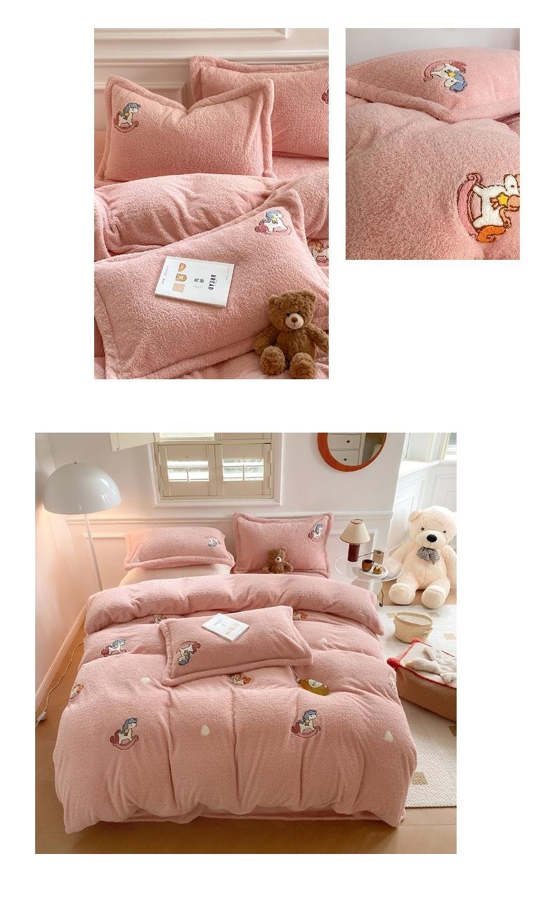 【中国直邮】Lullabuy云栖温梦牛奶绒床上三件套(床单*1+被套*1+枕套*1)Twin Size 熊猫-白