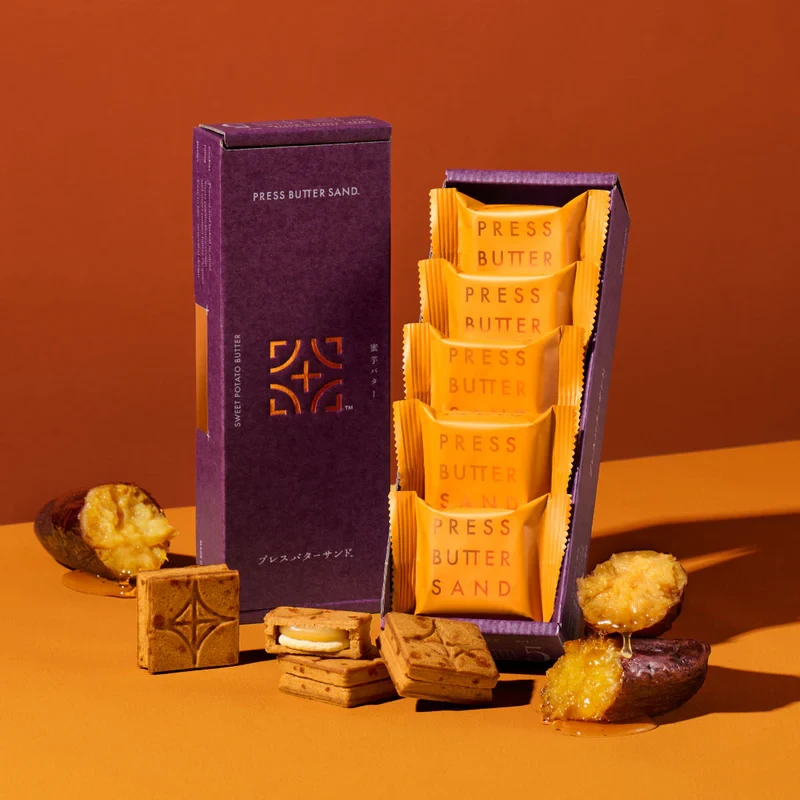 【日本直邮】 日本 press butter sand 期间限定 蜜芋黄油口味奶油夹心 黄油饼干5枚装