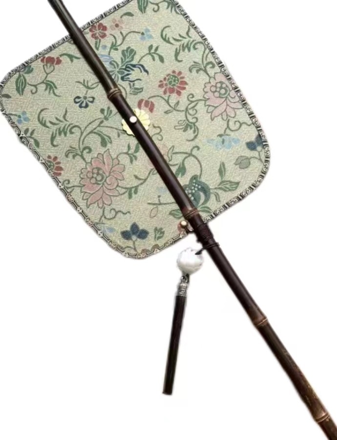 【中国直邮】FOXTAIL  紫竹可卷可折叠古风扇子 国风送礼 生日礼物 闺蜜送礼 仿宋锦缠枝石榴花芭蕉型 1件丨*预计到达时间3-4周