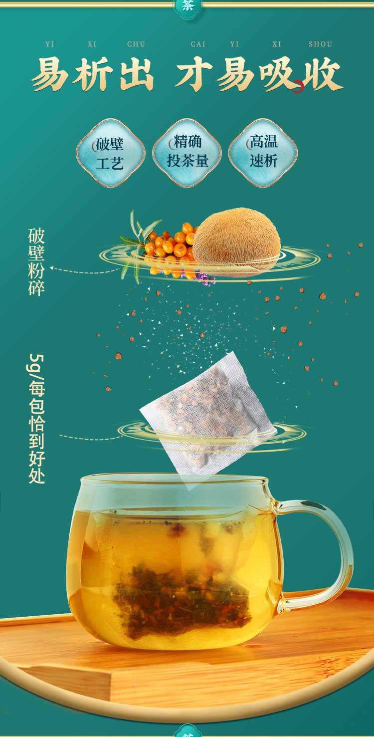 【中国直邮】北京同仁堂 调理脾胃 丁香猴头菇沙棘茶 150g