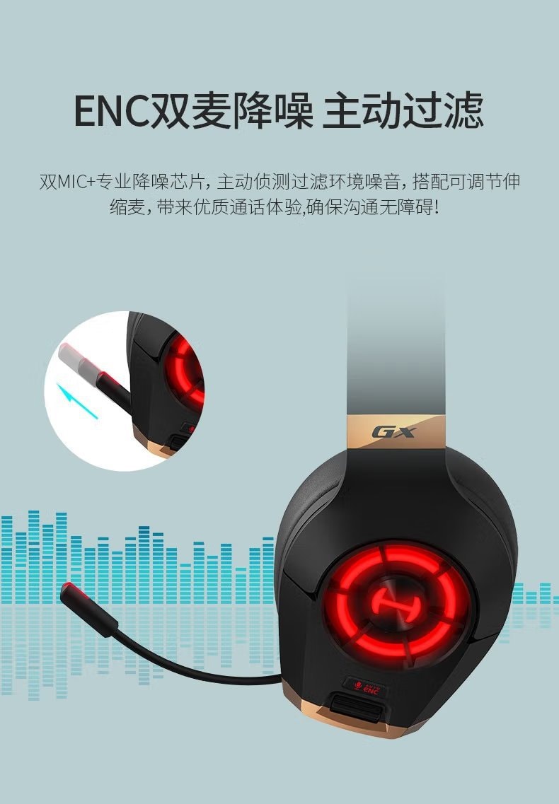 Edifier 漫步者 GX 頭戴式電競遊戲耳機 #黑紅色