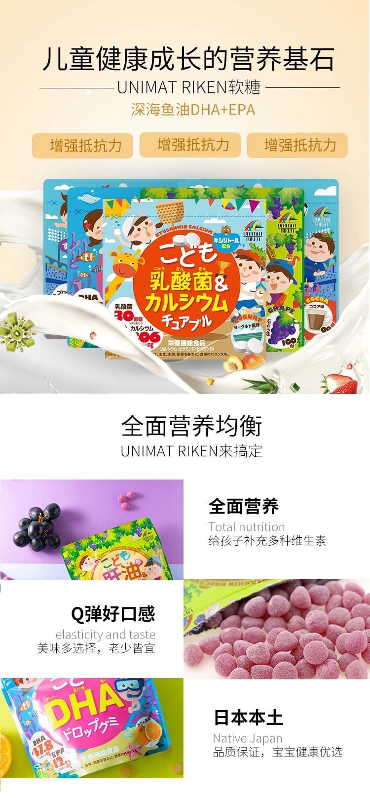 日本 UNIMAT RIKEN 兒童 海魚油複合維生素軟糖 #香蕉口味 100 粒 EXP: 08.04.2023
