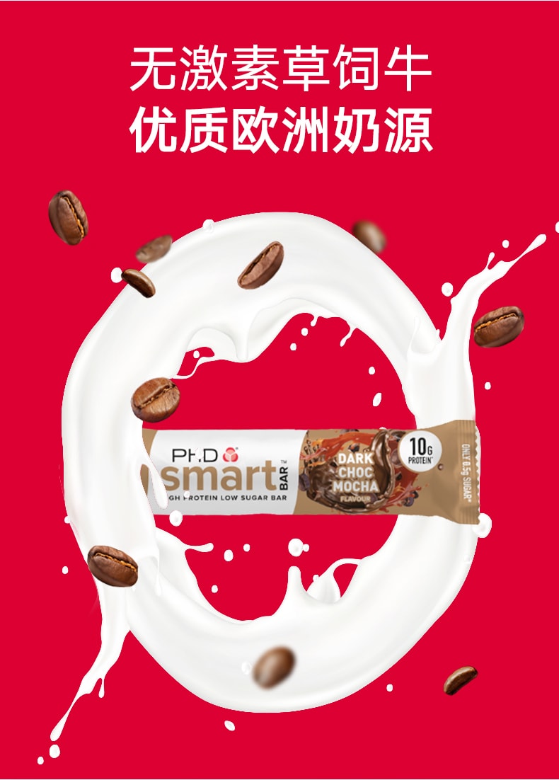 【中国直邮】英国 PhD 智选mini蛋白棒 原装整盒健身饱腹代餐零食能量棒 黑巧克力抹茶口味 32g*24支/盒