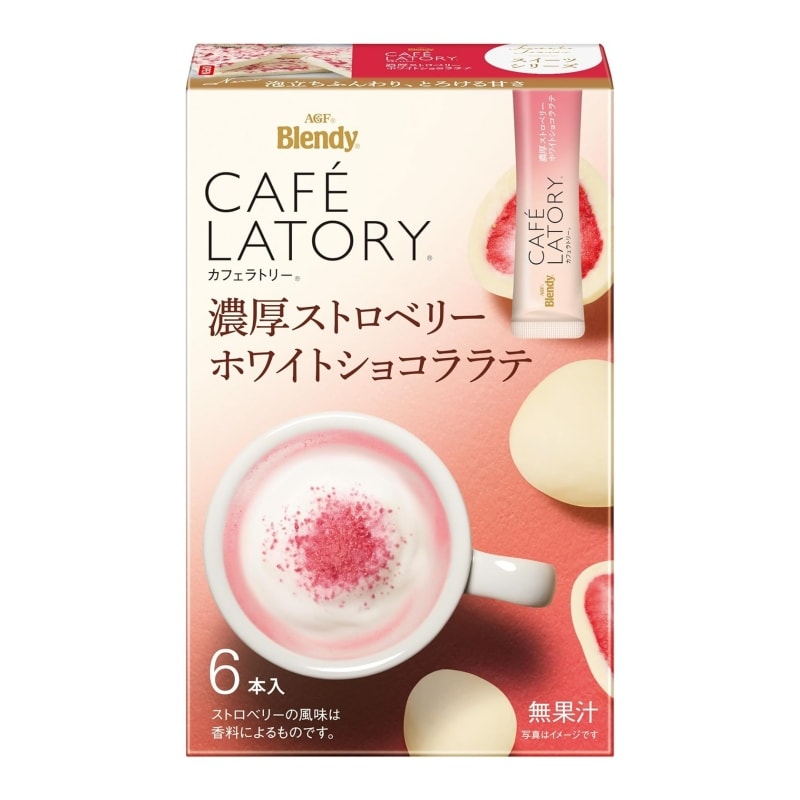 【日本直邮】日本AGF BLENDY系列 期限限定 浓厚草莓奶茶拿铁 6条装