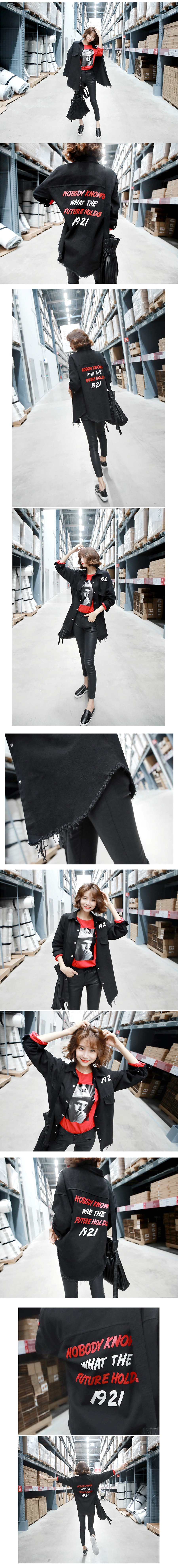 [KOREA] Oversized Back Print Vintage Jacket #Black One Size(Free) [免费配送]