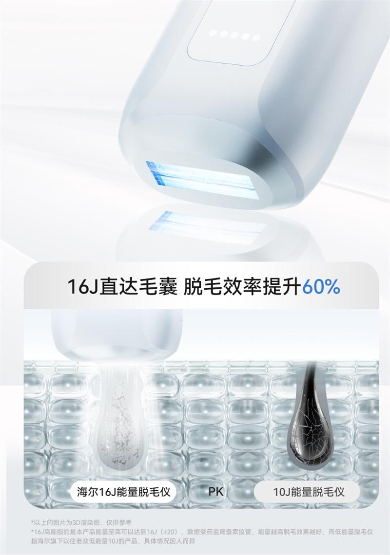【中国直邮】海尔蓝宝石冰点脱毛仪YT301家用唇毛腋下 冰川蓝