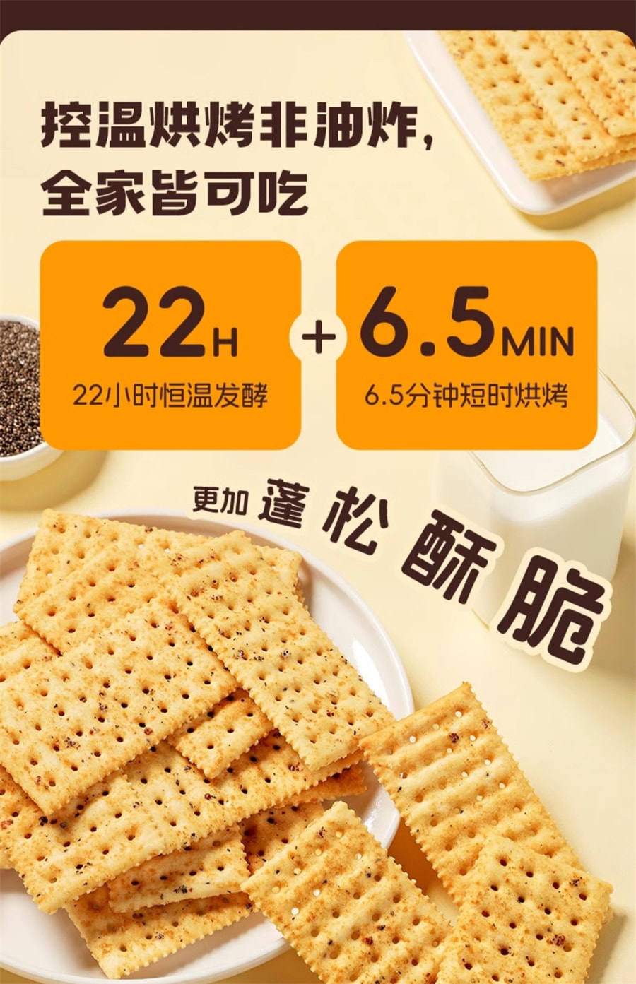 【中國直效郵件】 暴肌獨角獸 黑松露火腿蘇打餅乾藜麥奇亞籽風味無蔗糖低減零食品脂早餐 240g/盒