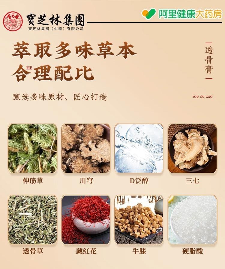 【中國直郵】 寶芝林 透骨膏 祛風除濕 舒筋通絡 消腫止痛 活血養血 舒適溫熱 全身適用 30g/盒