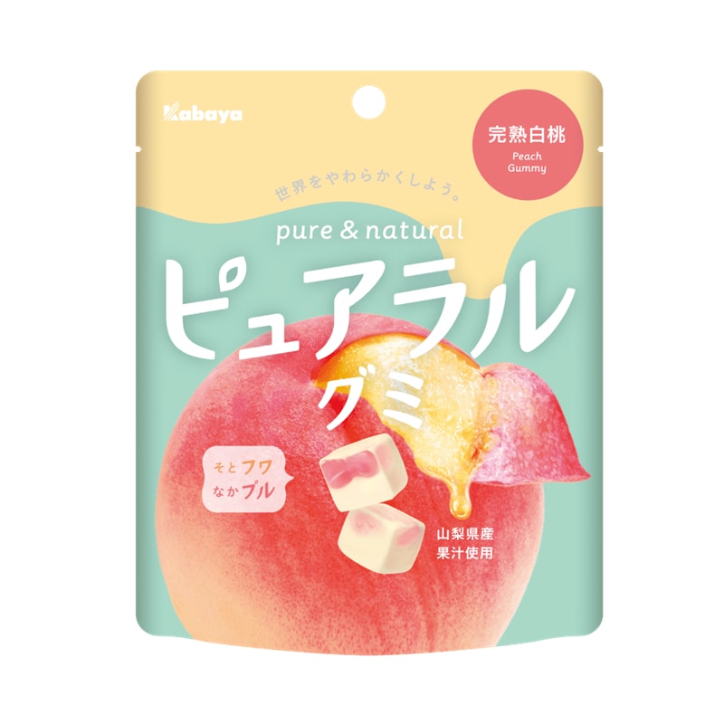 【日本直郵】日本KABAYA 期限限定 軟糖與棉花糖的結合 完熟白桃果汁夾心軟糖 45g