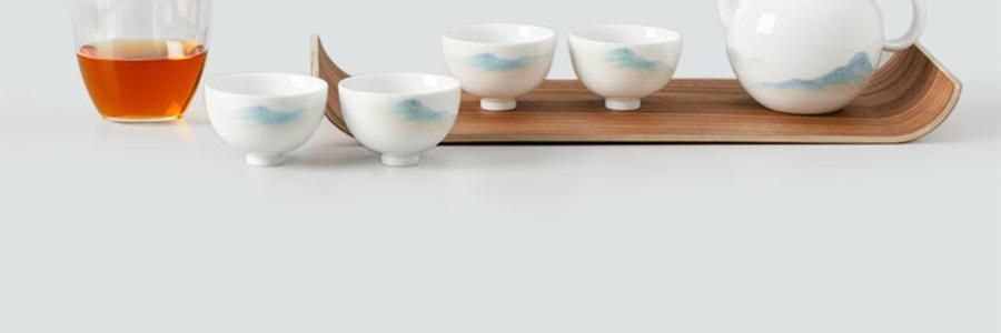 蓝印东方 景德镇陶瓷中式泡茶壶茶具套装 壶*1、杯*4、公道*1、包装*1【石上-千里江山】