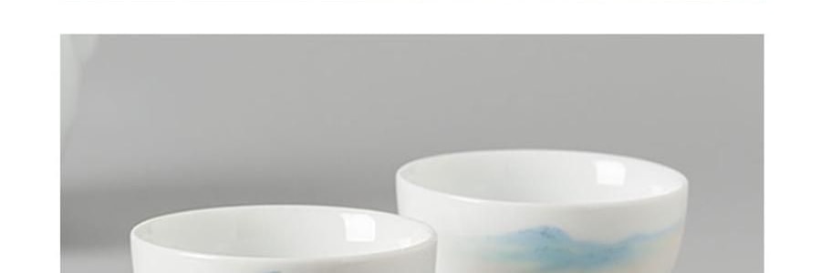 蓝印东方 景德镇陶瓷中式泡茶壶茶具套装 壶*1、杯*4、公道*1、包装*1【石上-千里江山】