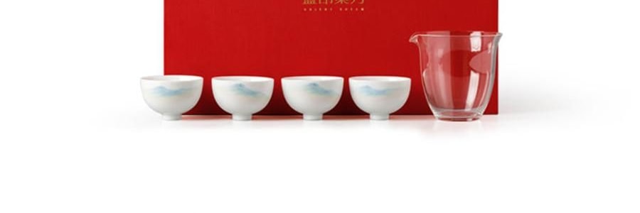 蓝印东方 景德镇陶瓷中式泡茶壶茶具套装 壶*1、杯*4、公道*1、包装*1【石上-千里江山】