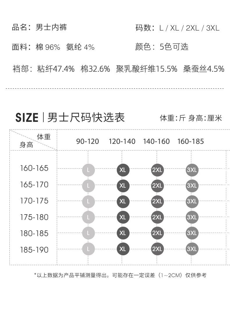 【中國直郵】 寶娜斯 男士內褲 純棉透氣抗菌平角褲 卡其色2條XL碼