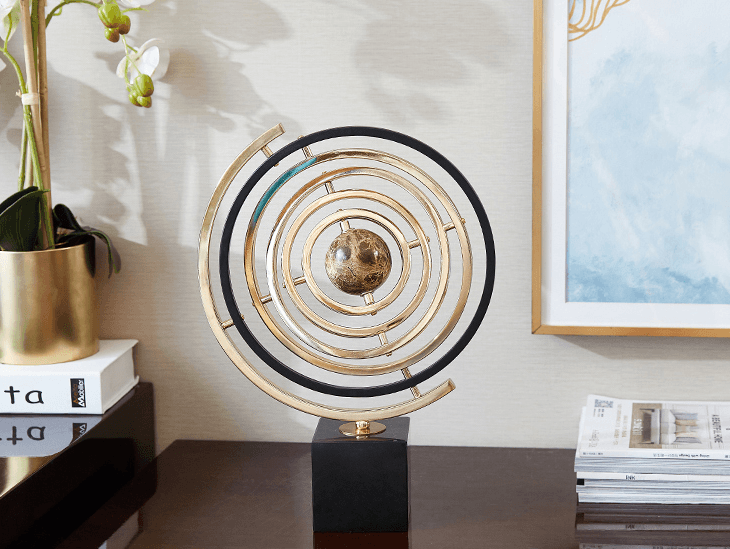 2019 Globe Home Creative Decoration Office Desktop Decoration Golden # 1 piece