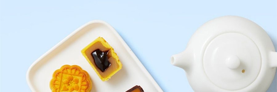 广州酒家 熔岩流心奶黄月饼礼盒 8枚入 400g 【榛子巧克力流心+巧克力奶黄流心 +奶黄抹茶流心+太妃流心】【短保效期特别促销 介意慎拍】