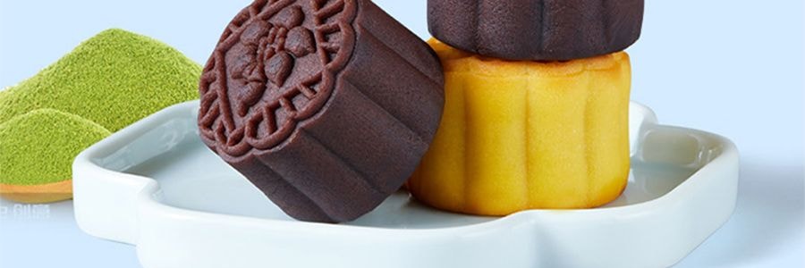 广州酒家 熔岩流心奶黄月饼礼盒 8枚入 400g 【榛子巧克力流心+巧克力奶黄流心 +奶黄抹茶流心+太妃流心】【短保效期特别促销 介意慎拍】