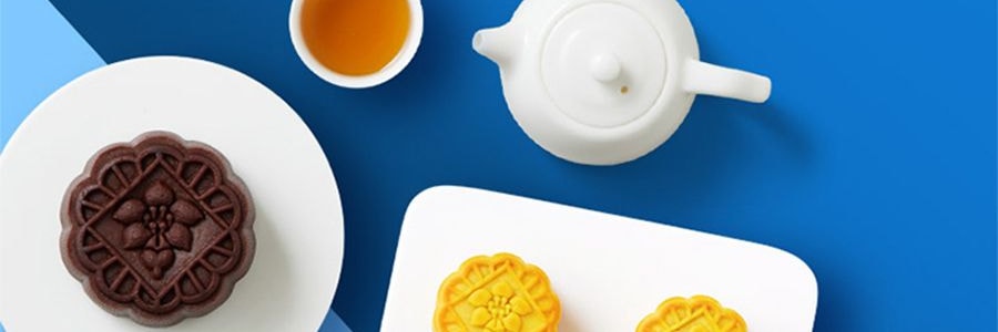 广州酒家 熔岩流心奶黄月饼礼盒 8枚入 400g 【榛子巧克力流心+巧克力奶黄流心 +奶黄抹茶流心+太妃流心】【短保效期特别促销 介意慎拍】