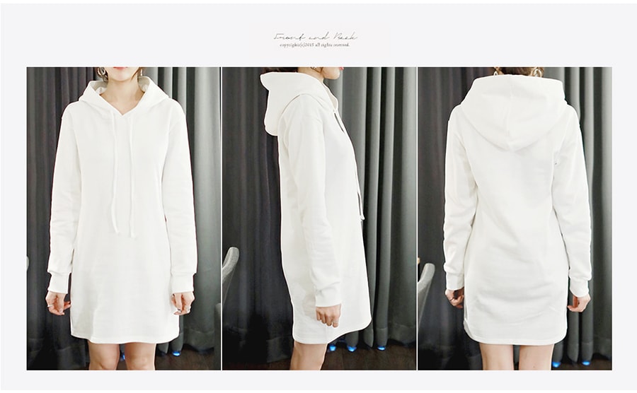KOREA Hoodie Dress #Ivory One Size(S-M) [Free Shipping]